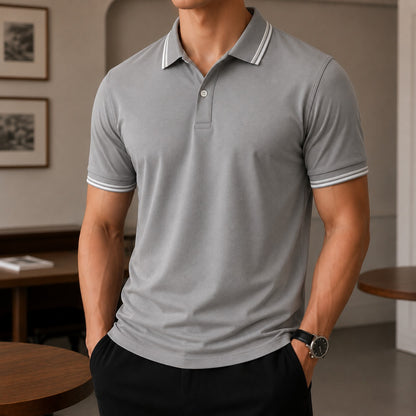 Camisa Polo Cedric™ con Gola Contrastante, Manga Corta y Corte Clásico