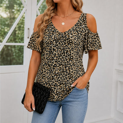 Blusa Varella™ con Hombros Descubiertos, Escote V y Frunce Central