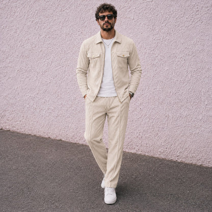 Conjunto Alvero™ con Sobrecamisa Texturizada, Cremallera y Pantalón Ajustable