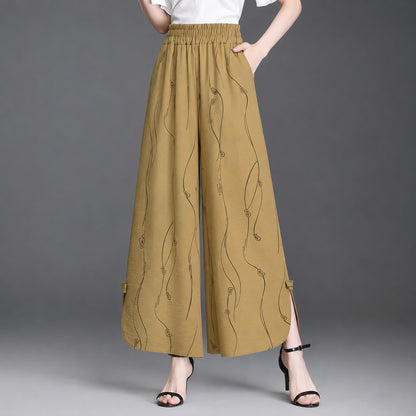 Pantalón Celiane™ con Estampado Artístico y Aberturas en el Bajo