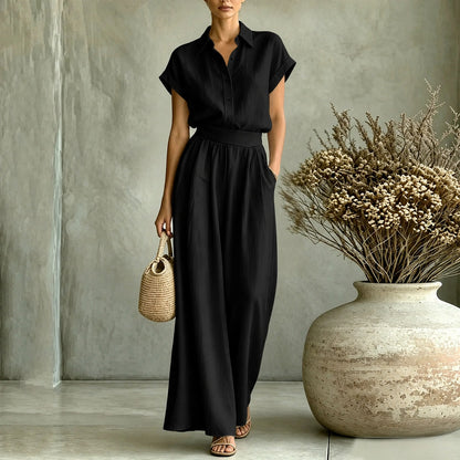 Conjunto Aurea™ con Camisa de Cuello Clásico y Pantalón de Talle Alto