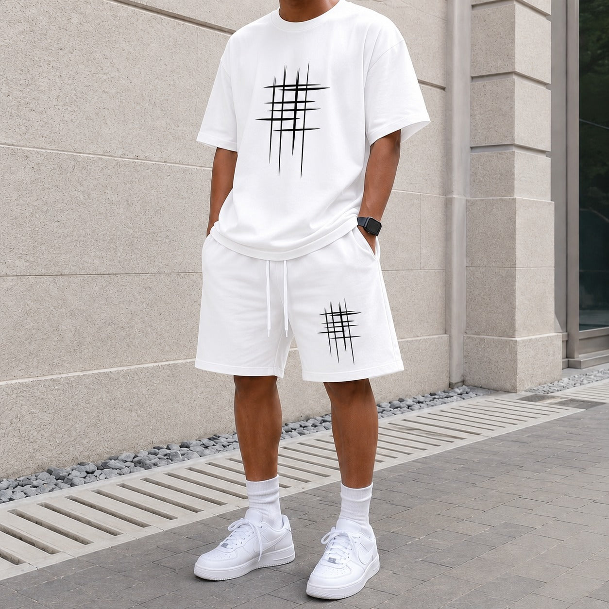 Conjunto Tavian™ con Camiseta Estampada, Bermuda con Cordón y Tejido de Malla Transpirable