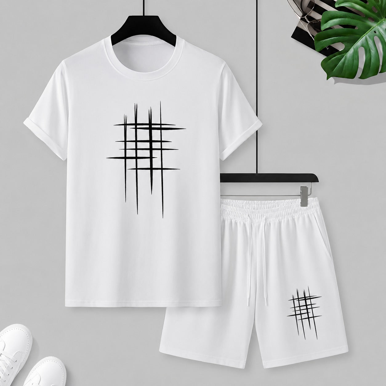Conjunto Tavian™ con Camiseta Estampada, Bermuda con Cordón y Tejido de Malla Transpirable