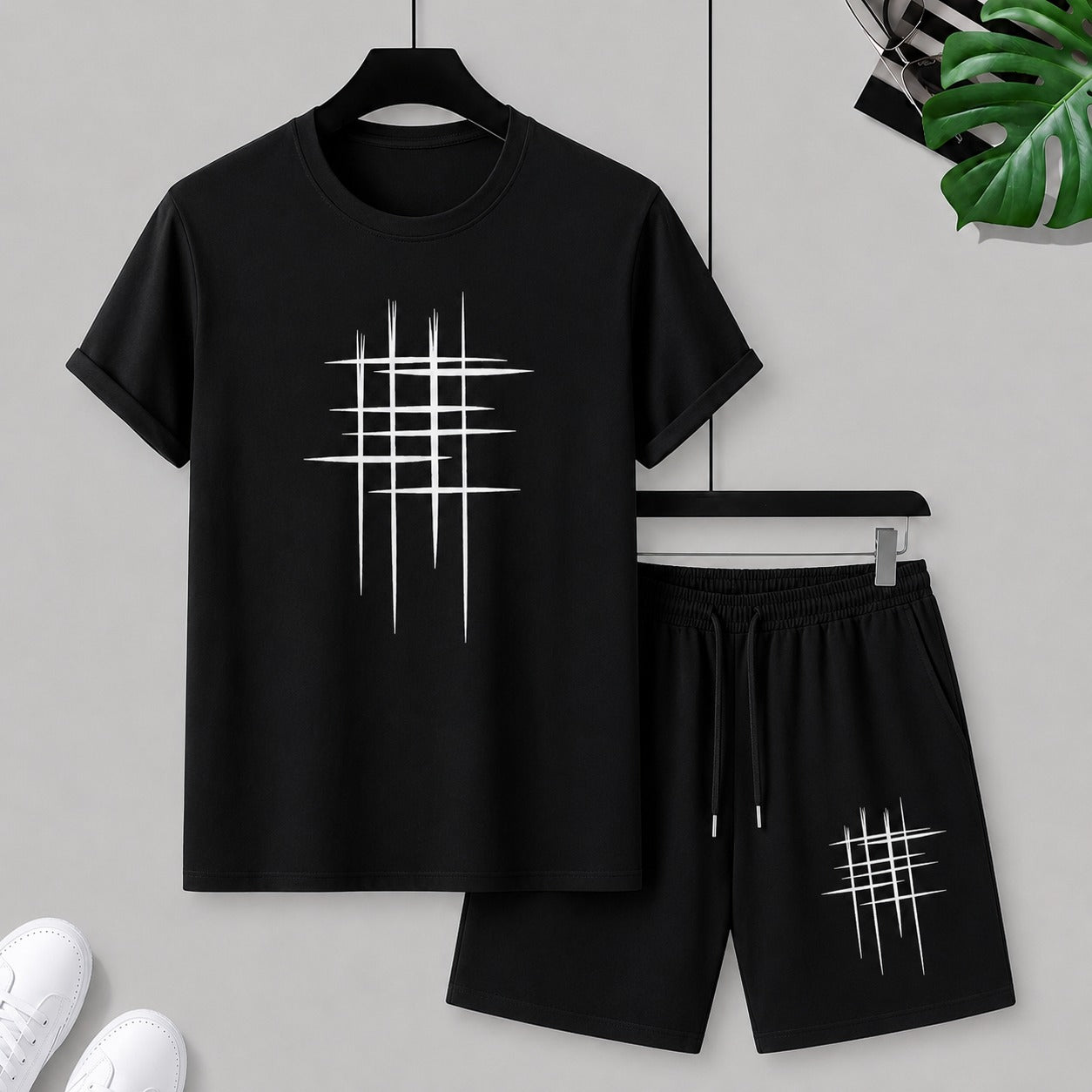 Conjunto Tavian™ con Camiseta Estampada, Bermuda con Cordón y Tejido de Malla Transpirable