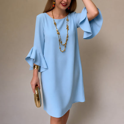 Vestido Lorien™ con Mangas de Volantes, Caída Fluida y Corte Recto