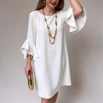 Vestido Lorien™ con Mangas de Volantes, Caída Fluida y Corte Recto