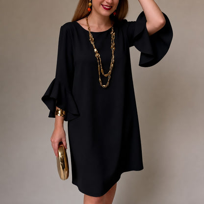 Vestido Lorien™ con Mangas de Volantes, Caída Fluida y Corte Recto