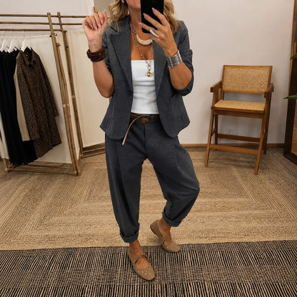 Conjunto Verenza™ con Blazer de Sastrería, Pantalón Jogger y Cintura Ajustable