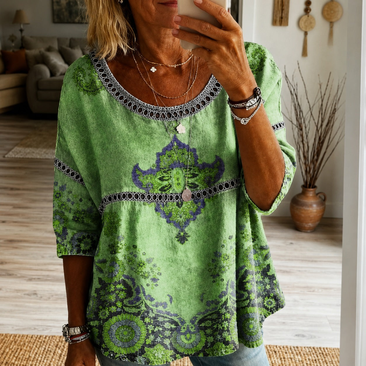 Blusa Samira™ con Estampado Boho y Corte Amplio