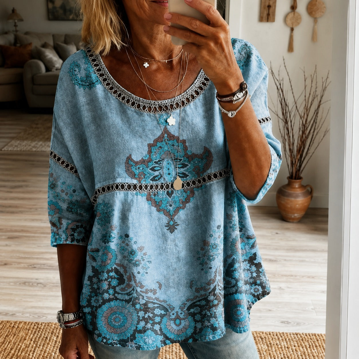 Blusa Samira™ con Estampado Boho y Corte Amplio