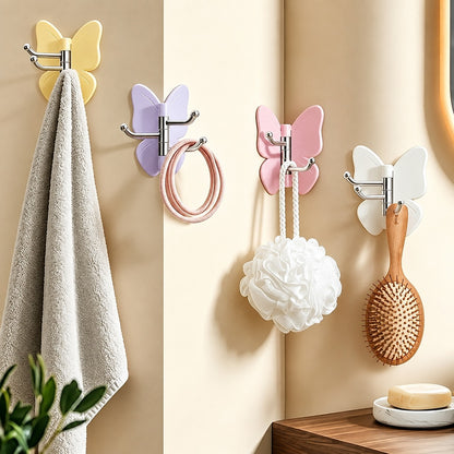 [COMPRA 5 Y LLÉVATE 10] Kit de Ganchos Adhesivos en Forma de Mariposa con Alas Ajustables y 3 Ganchos Giratorios