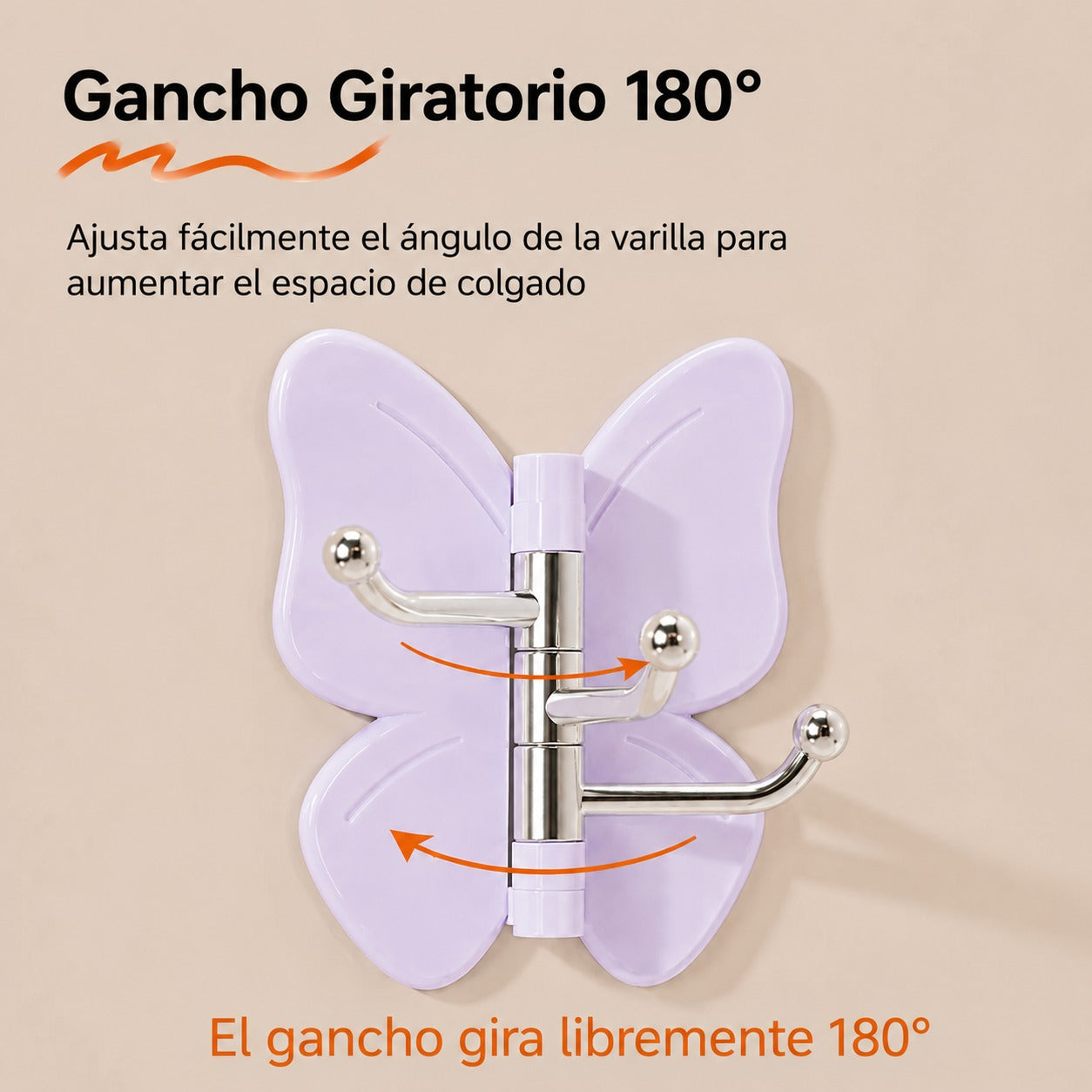 [COMPRA 5 Y LLÉVATE 10] Kit de Ganchos Adhesivos en Forma de Mariposa con Alas Ajustables y 3 Ganchos Giratorios
