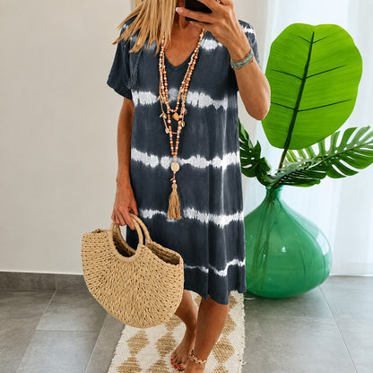 Vestido Carmela™ con Franjas Horizontales y Caída Suelta