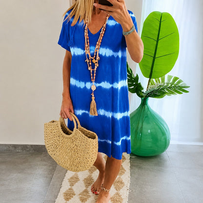 Vestido Carmela™ con Franjas Horizontales y Caída Suelta