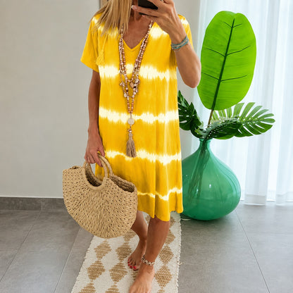 Vestido Carmela™ con Franjas Horizontales y Caída Suelta