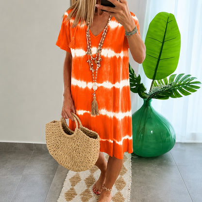 Vestido Carmela™ con Franjas Horizontales y Caída Suelta