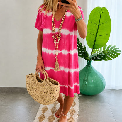 Vestido Carmela™ con Franjas Horizontales y Caída Suelta
