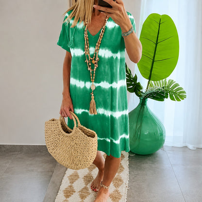 Vestido Carmela™ con Franjas Horizontales y Caída Suelta