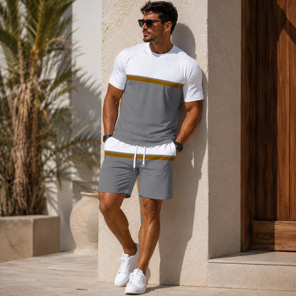 Conjunto Lorenzo™ con Camiseta Bicolor y Shorts con Cintura Ajustable