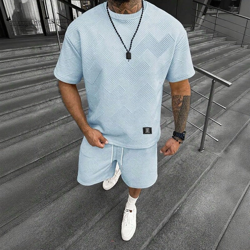 Conjunto Montiel™ de Tejido Texturizado Premium con Camiseta Oversize y Bermuda con Cintura Elástica