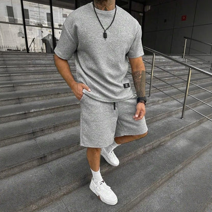 Conjunto Montiel™ de Tejido Texturizado Premium con Camiseta Oversize y Bermuda con Cintura Elástica