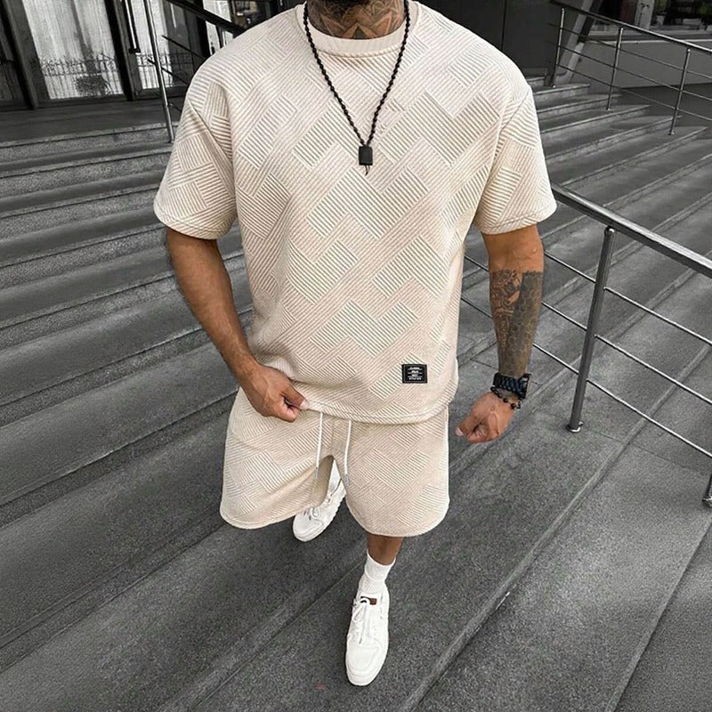 Conjunto Montiel™ de Tejido Texturizado Premium con Camiseta Oversize y Bermuda con Cintura Elástica