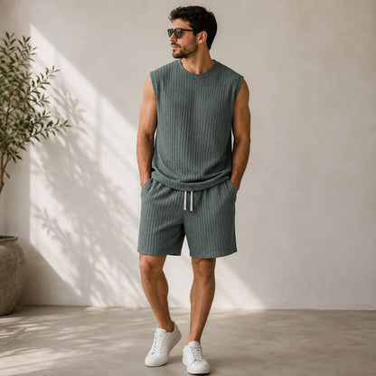 Conjunto Montaro™ con Camiseta Sin Mangas Texturizada y Bermuda con Cordón Ajustable