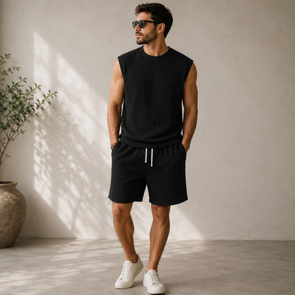 Conjunto Montaro™ con Camiseta Sin Mangas Texturizada y Bermuda con Cordón Ajustable