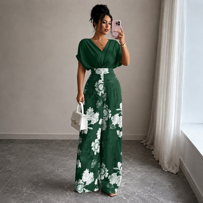 Mono Virella™ con Escote V, Cintura Definida y Estampado Floral