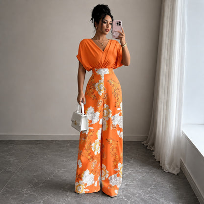 Mono Virella™ con Escote V, Cintura Definida y Estampado Floral