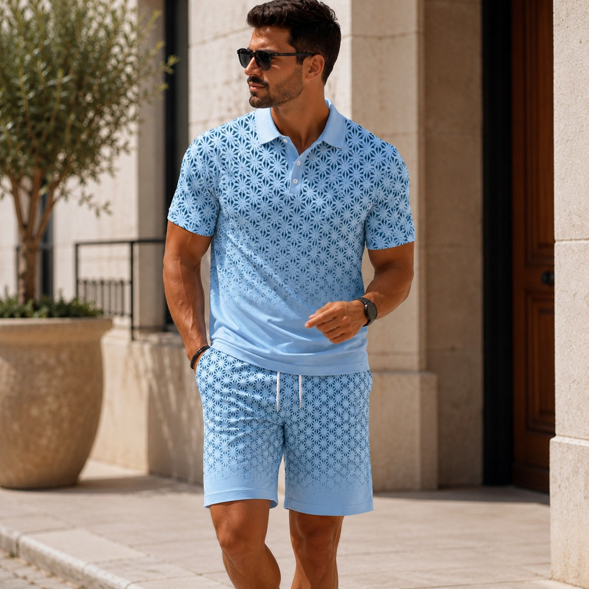 Conjunto Santoro™ con Estampado Geométrico Degradado y Tejido Transpirable