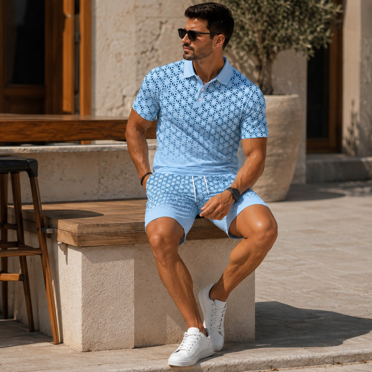 Conjunto Santoro™ con Estampado Geométrico Degradado y Tejido Transpirable