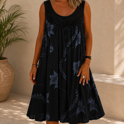 Vestido Livia™ con Encaje en el Escote, Estampado Floral y Corte Amplio