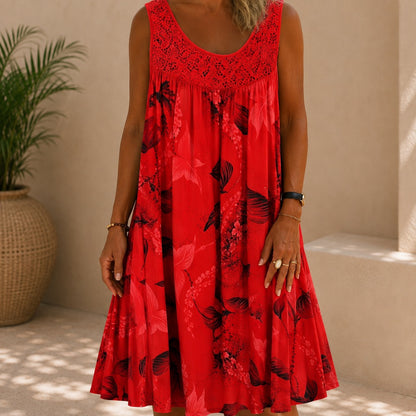 Vestido Livia™ con Encaje en el Escote, Estampado Floral y Corte Amplio
