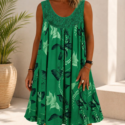 Vestido Livia™ con Encaje en el Escote, Estampado Floral y Corte Amplio