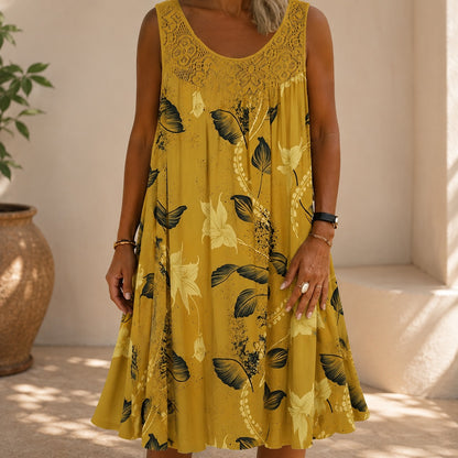 Vestido Livia™ con Encaje en el Escote, Estampado Floral y Corte Amplio