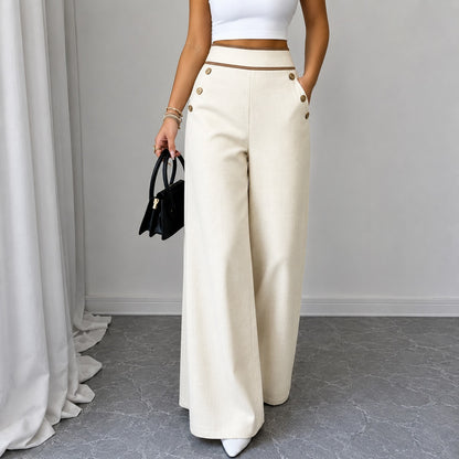Pantalón Vittoria™ con Cintura Alta, Ribete Contrastante y Diseño de Sastrería