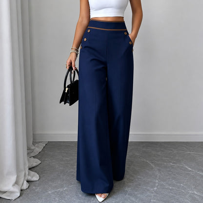Pantalón Vittoria™ con Cintura Alta, Ribete Contrastante y Diseño de Sastrería