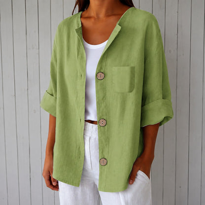 Camisa Veronica™ con Botones Frontales, Manga 3/4 y Bolsillo
