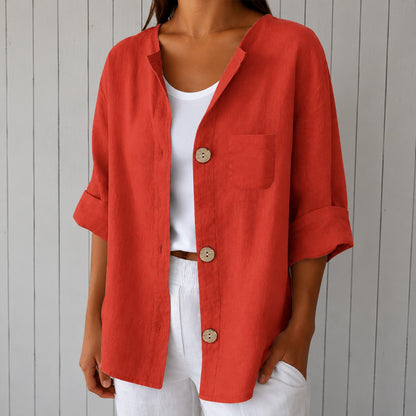 Camisa Veronica™ con Botones Frontales, Manga 3/4 y Bolsillo