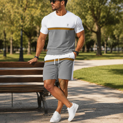 Conjunto Lorenzo™ con Camiseta Bicolor y Shorts con Cintura Ajustable