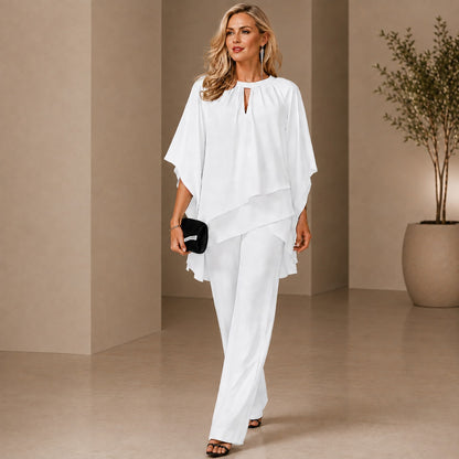 Conjunto Celinne™ con Blusa de Bajo Mullet y Pantalón de Corte Recto Sofisticado / Un Look Completo Para Ocasiones Especiales