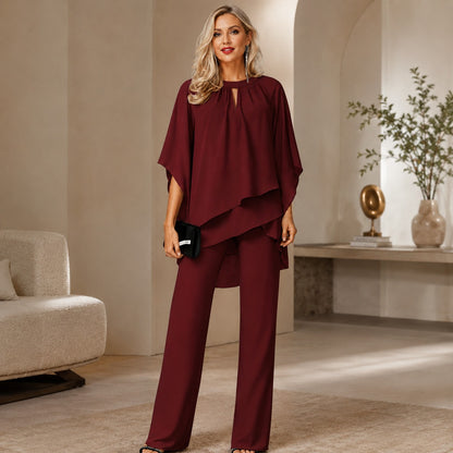 Conjunto Celinne™ con Blusa de Bajo Mullet y Pantalón de Corte Recto Sofisticado / Un Look Completo Para Ocasiones Especiales
