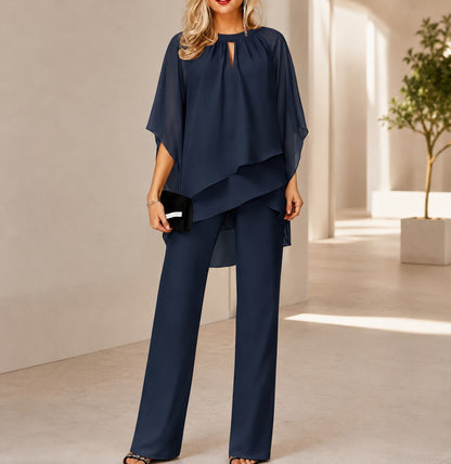Conjunto Celinne™ con Blusa de Bajo Mullet y Pantalón de Corte Recto Sofisticado / Un Look Completo Para Ocasiones Especiales