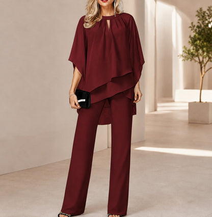 Conjunto Celinne™ con Blusa de Bajo Mullet y Pantalón de Corte Recto Sofisticado / Un Look Completo Para Ocasiones Especiales