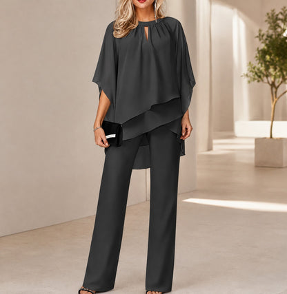 Conjunto Celinne™ con Blusa de Bajo Mullet y Pantalón de Corte Recto Sofisticado / Un Look Completo Para Ocasiones Especiales