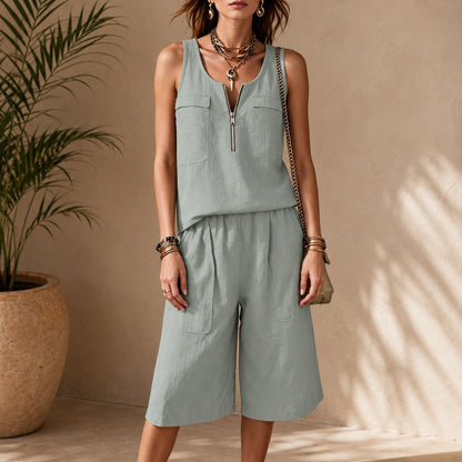 Conjunto Lucia™ con Top Sin Mangas y Bermuda con Cintura Elástica