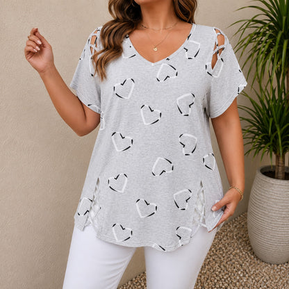 Blusa Andrea™ con Detalles Cruzados en Hombros y Estampado de Corazones