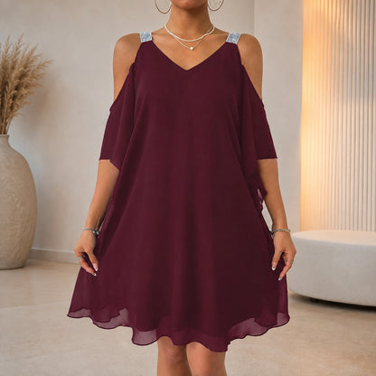 Vestido Noelia™ de Corte Evasé con Tirantes de Aplicaciones Brillantes