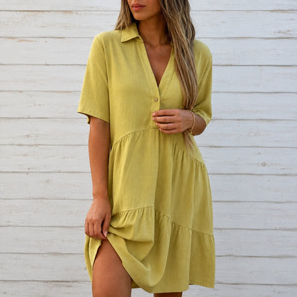 Vestido Adriana™ con Cuello Camisero y Corte Holgado